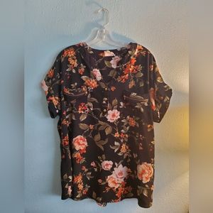Flower & Feather Floral Top - 2XL